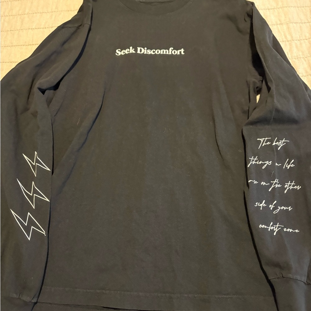 Yes Theory - Seek Discomfort Long Sleeve Black Tee